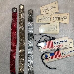 B.B. Simon Bedazzled Wrist Bands 3 set